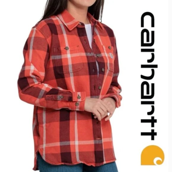 SALE new Carhartt Rugged Flex Loose Fit Heavyweight COTTON Flannel Shirt 253 T12 - Picture 5 of 6